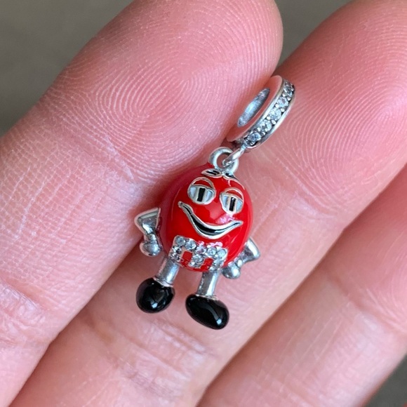 NWOT M & M M&M Enamel Red Chocolate Dangle Charm Sterling Silver 925 - Picture 3 of 10